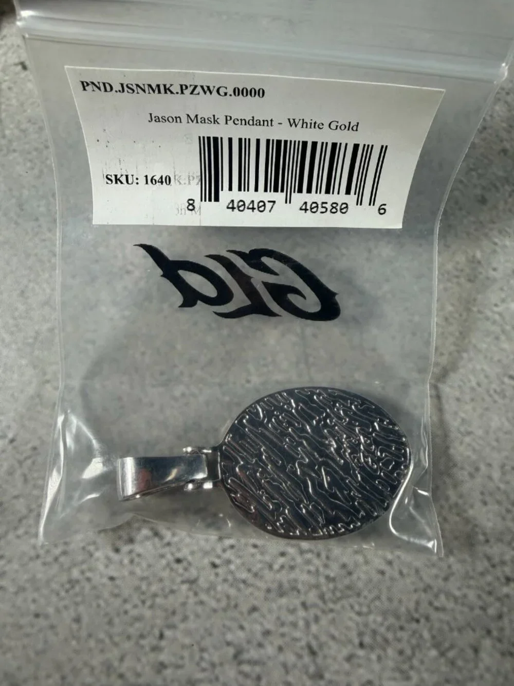 Jason Hockey Mask CZ Pendant White Gold Tone Hip Hop Charm PZ Box 45mm Horror
